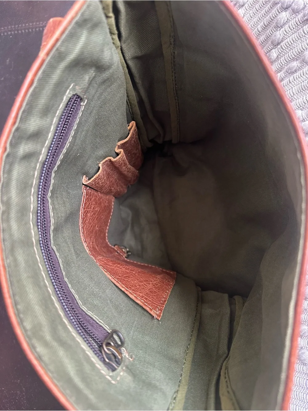 Distressed brown leather crossbody messenger bag